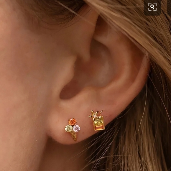 Tiny Martini Glass Earrings with Rhinestones - Picture 4 of 10